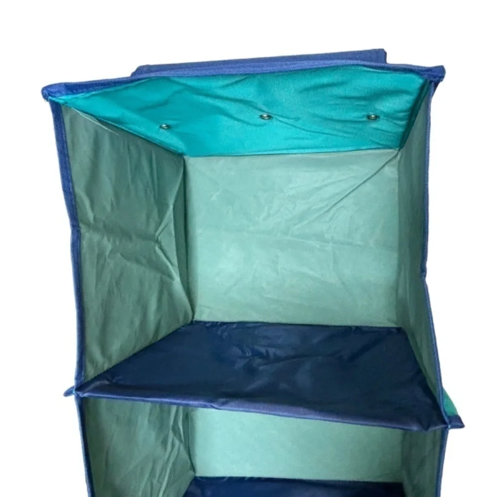Storage 6 Shelf Organizer‎ Space Saver Blue Fabric Over Closet Rod Hanging